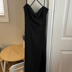 Cowl Neck Backless Black Dress